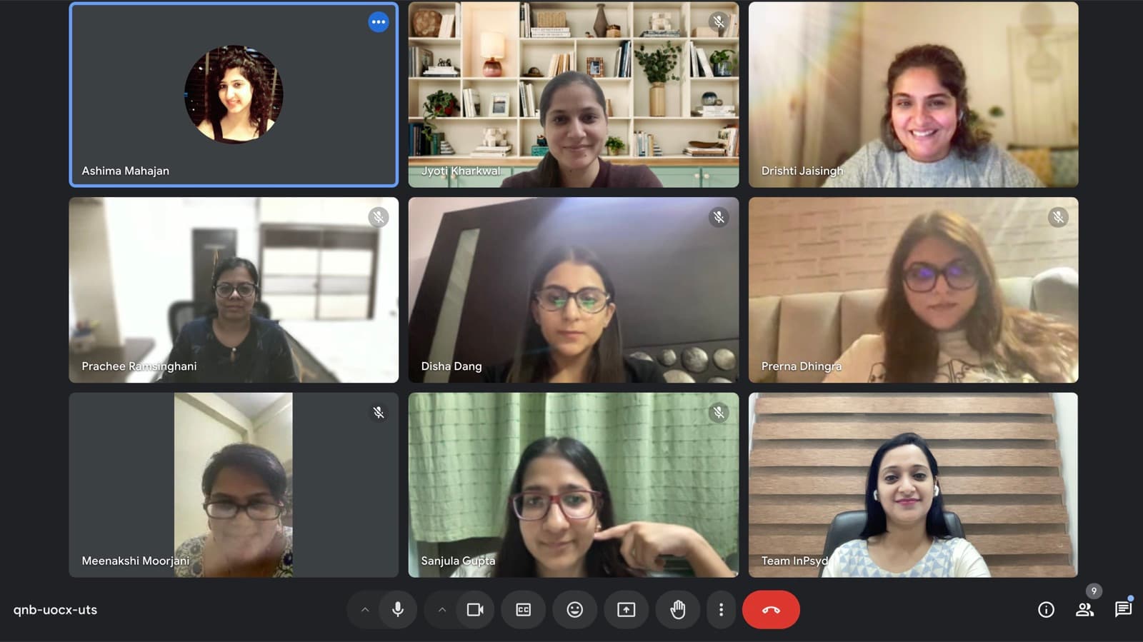Group photograph from a Thoughtful Thursdays online peer supervision session
